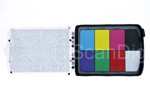 ProDisk: Weißabgleichfilter links und Farbkarte rechts